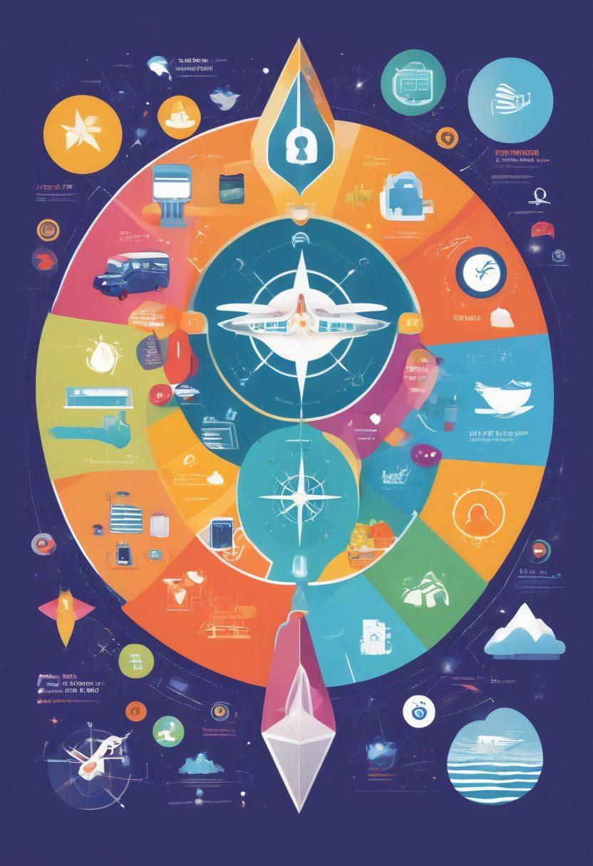 A digital map filled with diverse blog icons representing various niches, with a central compass pointing towards a vibrant online community. Surrounding the map are illustrated figures interacting, sharing ideas, and collaborating. Incorporate elements like social media icons, community symbols, and floating text tips. Use bright, engaging colors to evoke a sense of connection and exploration. digital illustration. vibrant colors.